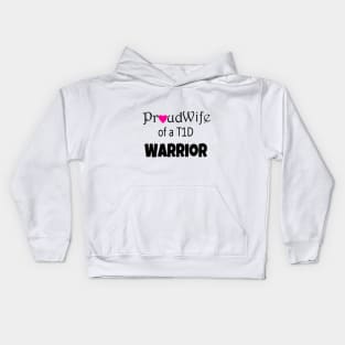 Proud Wife - Black Text - Pink Heart Kids Hoodie